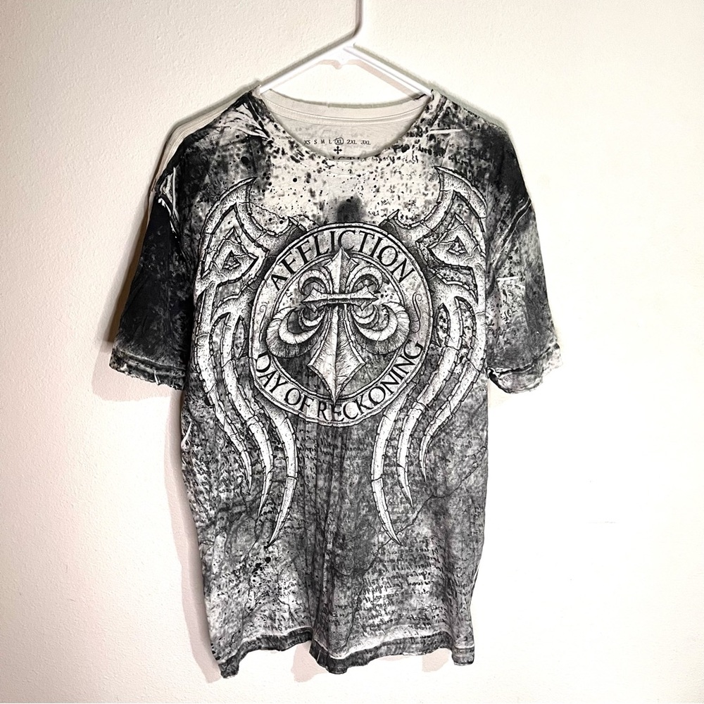 y2k Affliction Tattoo Biker Goth All Over Print T-Shirt XL
